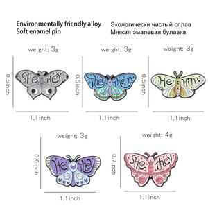 Spille in smalto personalizzato giglio della valle spille distintivo risvolto nero insetti pianta regalo per amici farfalla falena dura - Product Image 6