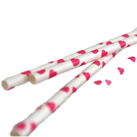Fabricant d'usine Pailles à boisson en papier à pois en forme de cœur multicolores écologiques sans BPA Pailles de fête mignonnes