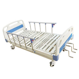 공장제 S자형 스테인리스 가드레일 수동 의료용 침대 이동식 3기능 가정 간호 병원 클리닉 침대 내구성 금속 - Product Image 1