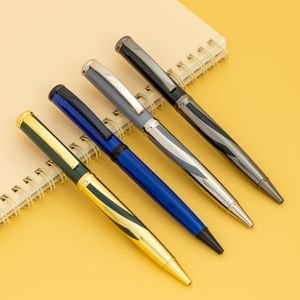 Nuevo bolígrafo de regalo de metal a rayas de dos tonos de escritura suave de lujo Premium con logotipo personalizable - Product Image 1
