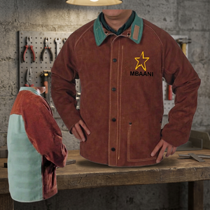 Veste de soudeur marron pour homme, boutonnée, résistante à la chaleur, coupe classique, vêtement de travail de sécurité pour atelier - Product Image 4