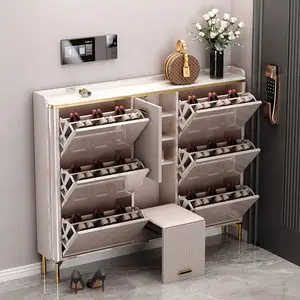 Stool wooden modern furniture entryways luxury thin custom tipping bucket shoes rack cabinet