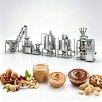 Ligne de production industrielle de beurre de cacahuètes, équipement de fabrication de pâte d'arachide en acier inoxydable pour usine alimentaire