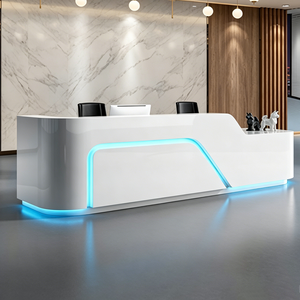 Comptoir d'accueil en marbre blanc avec logo LED pour clinique médicale, spa, centre de beauté, hôtel, hôpital - Product Image 1