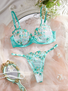 Ensemble de lingerie sexy pour femme, bralette transparente en dentelle, sous-vêtements féminins tendance, marque haut de gamme - Product Image 5