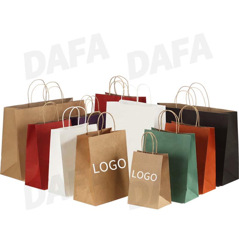 Custom Kraft Paper Packaging With Handle, Hot Sale Handle Bag Reusable Kraft Paper Gift Bag for Shopping