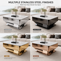 Table basse KTV minimaliste haut de gamme en acier inoxydable finition miroir pour mobilier de divertissement commercial