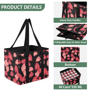Bolsas de Compras Plegables Reutilizables con Diseño de Flor de Anturio Hawaiano, Cestas de Almacenamiento Plegables con Asas Largas - Product Image 4