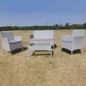 Bộ bàn ghế thư giãn ngoài trời bằng mây giả cổ điển hiện đại, nội thất sân vườn, <span class=keywords><strong>4</strong></span> bộ, dành cho căn hộ, chất liệu mây nhựa - Product Image 6