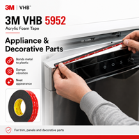 3M VHB 5952 Acryl-Schaumklebeband 20mm X 5m Schwarz Doppelseitiges Montageklebeband für DIY und Industrielle Anwendungen