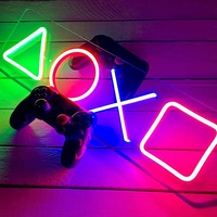 Manette de jeu Enseigne au néon LED Gamepad Neon Light PS4 XOXO Playstation Enseigne au néon pour chambre d'enfant Bar Club Art Decor