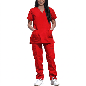 Ensemble de blouses médicales pour femmes à col en V, 100% coton denim tissé, uniformes d'hôpital écologiques pour infirmières et médecins, utilisation en salon de beauté - Product Image 3