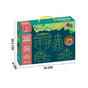 Kit de construction de tente perlée DIY pour enfants, jouet éducatif et artisanal, maisonnette à assembler avec design de château qui brille dans le noir - Product Image 5