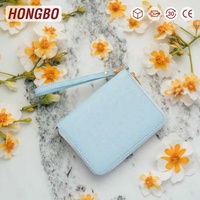Hongbo Best Seller Portefeuille-classeur A7 en cuir grainé 24 couleurs avec fermeture éclair, feuille volante et dragonne, idéal pour le bureau ou l'école