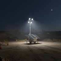 Tour d'éclairage mobile solaire LED sur remorque, hauteur de mât 7M, pour l'éclairage nocturne des sites de remise en état