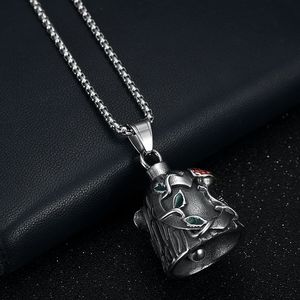 yunnique Retro Steel Bell Pendant Necklace With Rose Design <b>Titanium</b> Steel Gift Jewelry - Product Image 3