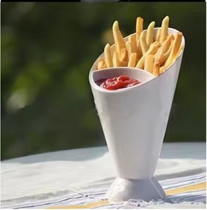 Contenant alimentaire 2-en-1 personnalisé avec logo pour frites, salades, sauces et bonbons – Tasse à trempette pour frites - Product Image 4