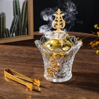 Brûle-Encens du Moyen-Orient et d'Afrique en Cristal, Décoration Intérieure, Ornement de Brûleur d'Aromathérapie au Charbon de Bois, Style Arabe