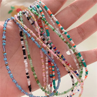 Collier en perles de couleur rétro coréen Jiamu pour fille, style simple et tendance, collier bohème arc-en-ciel, prix de gros