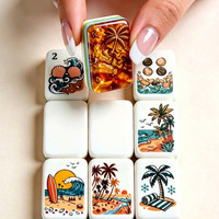 Jeu de Mahjong américain, 160 tuiles en acrylique, quatre couches, thème océan bleu, tuiles de Mahjong de luxe avec étui pour 4 joueurs, jeu à domicile