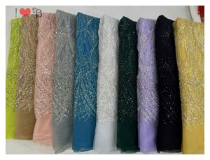 Diverses couleurs paillettes africaines nigérianes dentelle <span class=keywords><strong>française</strong></span> haute qualité mariage mariée dentelle tissu perlé luxe - Product Image 6