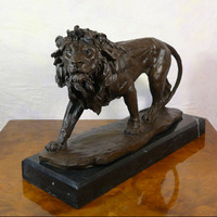 Statue de lion rugissant en bronze coulé vintage sur mesure de grande taille pour l'extérieur
