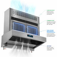 Hotte aspirante commerciale sans conduit en acier inoxydable avec filtre ESP pour cuisines de restaurant à forte aspiration de fumée et induction