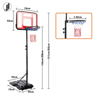 Panier de basket pour enfants: cadre en acier autoportant, base de réservoir d'eau (30L), roues et réglable à 2.53m-utilisation intérieure/extérieure