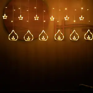 Hot Sell Fairy Indian Diwali Home Decoration Lights Window Deepavali Party Anchor Curtain Candle Diya Boat Row Lights