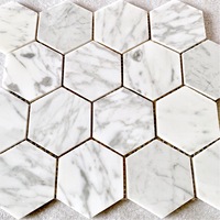 Mosaïque de marbre vert foncé de forme hexagonale 24*24 Carreaux de mosaïque en pierre pour crédence de cuisine salle de bain