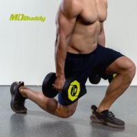 Set Dumbbell MDBuddy Bebas Biaya Iklan, Berlapis Urethane Hitam, Set Dumbbell CPU untuk Gym