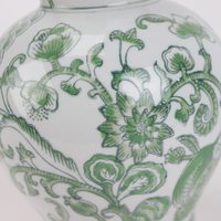 RXCF06-R Vase en céramique chinoise antique à motif de feuilles de lotus en émail vert, décoration d'intérieur