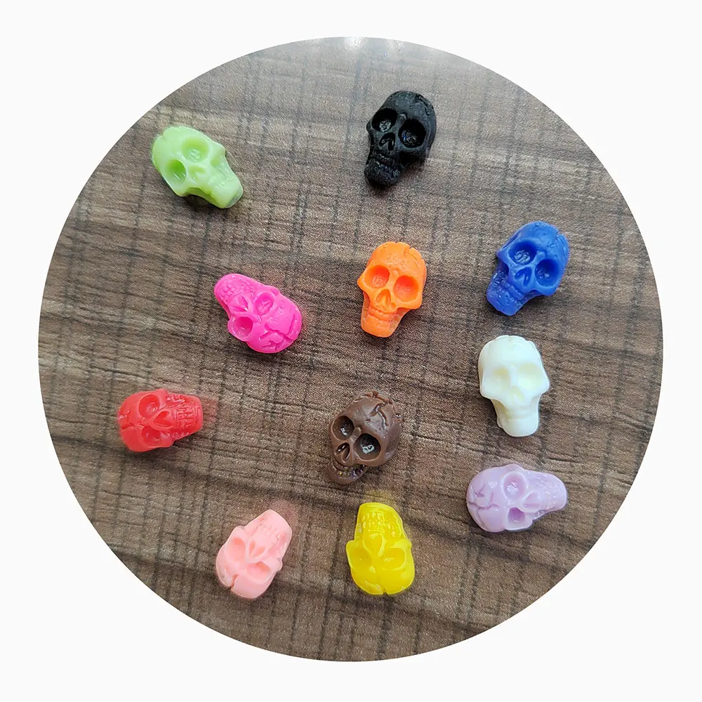 Cabochon 3D in miniatura con scheletro umano in resina colorata per la creazione di gioielli abbellimenti per album di ritagli per Manicure per Halloween