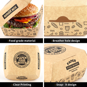 Caja de Papel Desechable Popular para Hamburguesas, con Recubrimiento UV, Papel Kraft, Cierre Magnético, Diseño Fácil de Plegar, para Empacar Hamburguesas y Sándwiches - Product Image 3