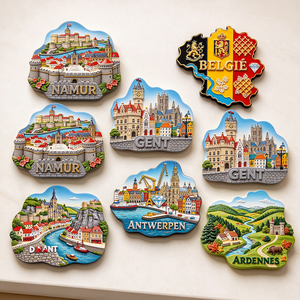 Personalisierter Belgien-Karten-Kühlschrankmagnet mit Belgien-Löwenemblem, Touristen-Souvenir, geprägter Harzmagnet - Product Image 5