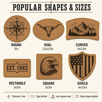 Patch en cuir PU auto-adhésif pour casquette, idéal pour la gravure laser, patch vierge pour casquette, logo personnalisé, 6 formes, 8 couleurs, certifié REACH, vente en gros