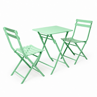 Ensemble table pliante carrée et 2 chaises en métal, mobilier de bistrot pour patio, jardin, balcon, café, terrasse, gain de place