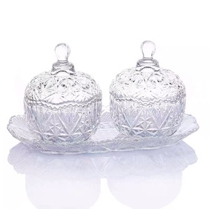 Bán buôn kẹo Jar hình dạng thời trang bát thủy tinh lưu trữ nồi lưu trữ với nắp - Product Image 2