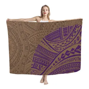 Custom Tonga Logo Polynesian Hawaiian Tribal Pattern Pareo Sarong Beach Bikini Swimwear Beach Cover-Ups Wrap Sarong Wholesale