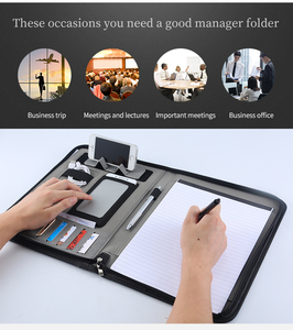 Wholesale Customized A4 <strong>Document</strong> File Folder Business Blue Fabric Canvas Zipper Portfolio With Phone - Product Image 3