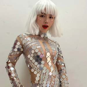 ชุดจั๊มสูทแบบโปร่งใส<span class=keywords><strong>แขน</strong></span>ยาวสะท้อนแสง, ชุดนักเต้น<span class=keywords><strong>แขน</strong></span>ยาว - Product Image 1