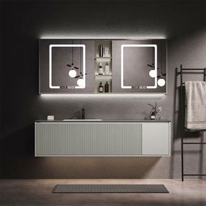 Mueble de Baño de PVC Moderno con Lavabo, Espejo Inteligente, Lavabo Doble de 72 Pulgadas - Product Image 4