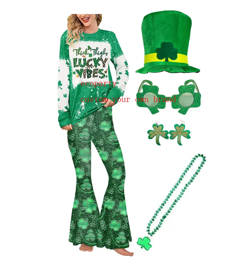 Ecoparty St. Patrick 'S Day Irish Goblin Elf Cosplay Uniform Voor Volwassenen En Kinderen Goochelaar Verkleden Halloween Party Outfit