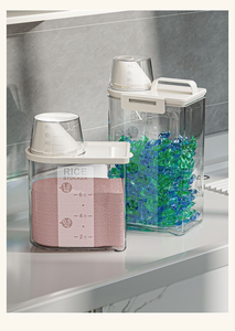 Laundry Powder Storage Box, Household Large Capacity Laundry Gel Jar, Drum Laundry Detergent Container, Desktop Transparent <strong>Stor</strong> - Product Image 6