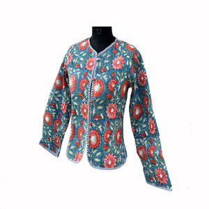 Veste en polaire respirante et réversible pour femmes indiennes, imprimée, 100% coton, manteau court d'hiver - Product Image 3