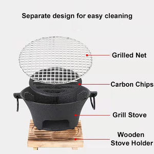 Parrilla Hibachi Japonesa <span class=keywords><strong>de</strong></span> Hierro Fundido para Interiores, con <span class=keywords><strong>Estufa</strong></span> a Gas y Rejilla <span class=keywords><strong>de</strong></span> Alambre, para RV, Exteriores, Hotel, Auto, Hogar, Picnic - Product Image 4