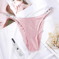 VS Secret Style Sexy eau diamant intérieur hanche string slips pour dames couleur unie mince Nylon tricoté culotte taille basse
