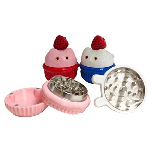 <b>Herb</b> <b>Grinder</b> Strawberry Shape Plastic Magnetic Lid Sharp Teeth Large Capacity Compact Portable Colorful Design - Product Image 5