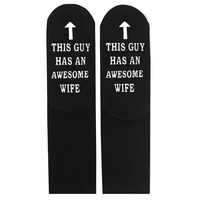 Chaussettes "Ce gars a une femme géniale" pour lui-Cadeaux de couple drôles avec lettres de préhension, cadeau de chaussettes fantaisie de mari drôle