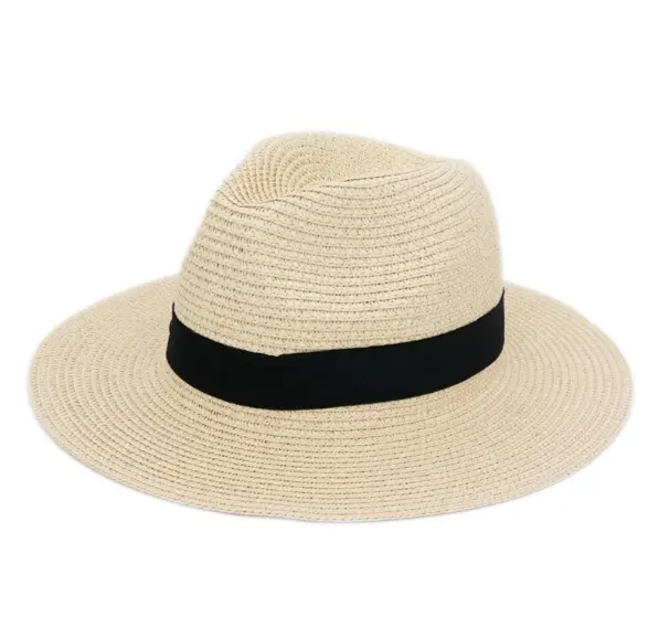 여름 접을 수있는 큰 처마 파나마 모자 스퀘어 버클 차양 탑 햇 야외 통기성 자외선 차단제 모자 도매